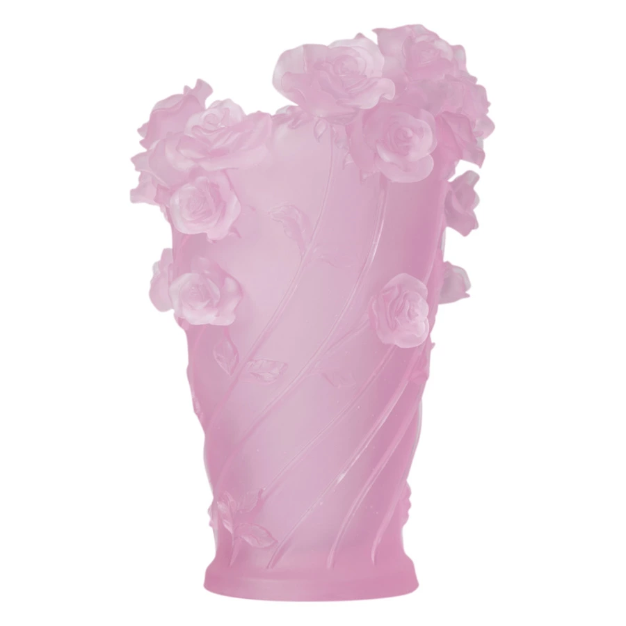 Ваза настольная Decor de Table Pate de Verre Cristal Роза 35 см, хрустальное тесто, розовая, п/к