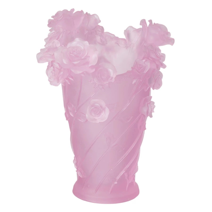 Ваза настольная Decor de Table Pate de Verre Cristal Роза 35 см, хрустальное тесто, розовая, п/к