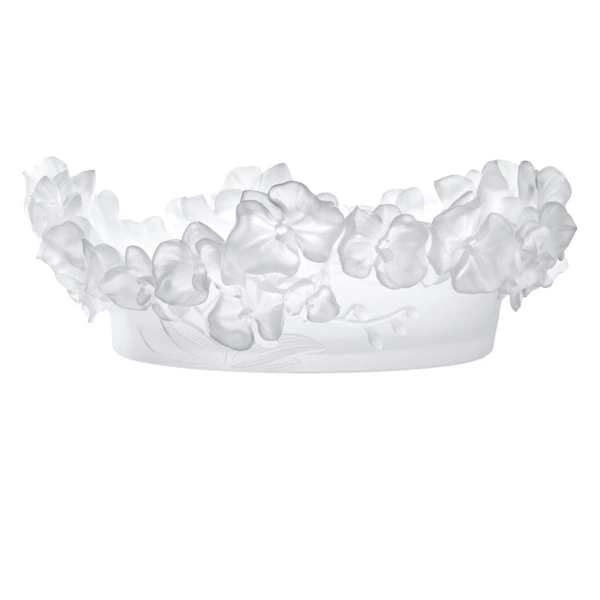 Чаша декоративная Decor de Table Pate de Verre Cristal Орхидея 32 см, хрустальное тесто, белая, п/к