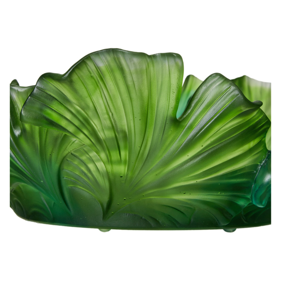 Чаша Decor de table Гинкго 30 см, хрусталь, зеленая