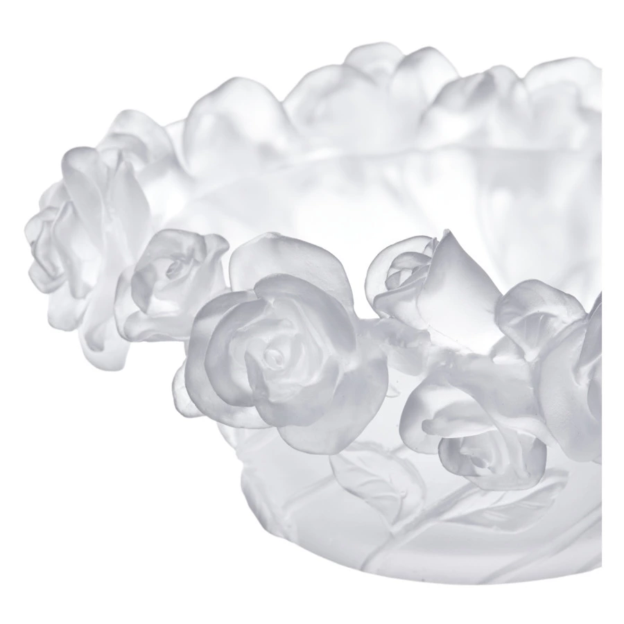 Конфетница с крышкой Decor de Table Pate de Verre Cristal Роза 17 см, хрустальное тесто, белая, п/к