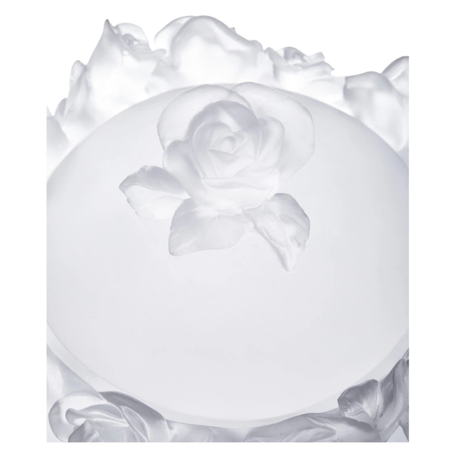Конфетница с крышкой Decor de Table Pate de Verre Cristal Роза 17 см, хрустальное тесто, белая, п/к