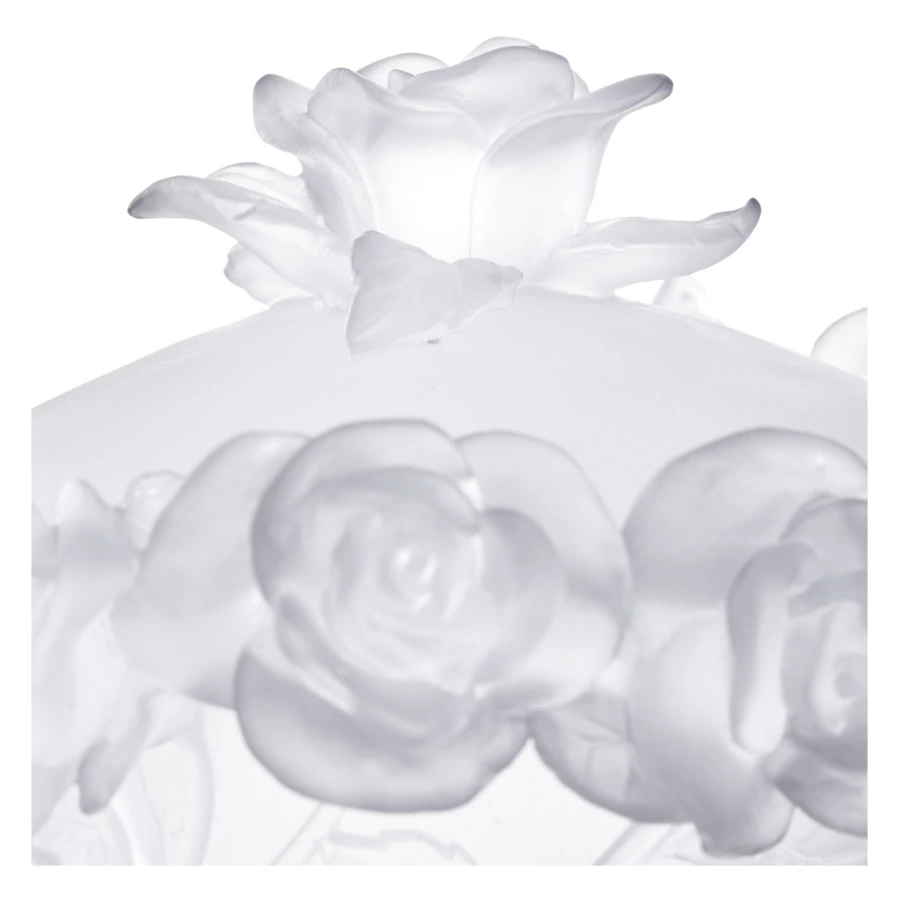 Конфетница с крышкой Decor de Table Pate de Verre Cristal Роза 17 см, хрустальное тесто, белая, п/к