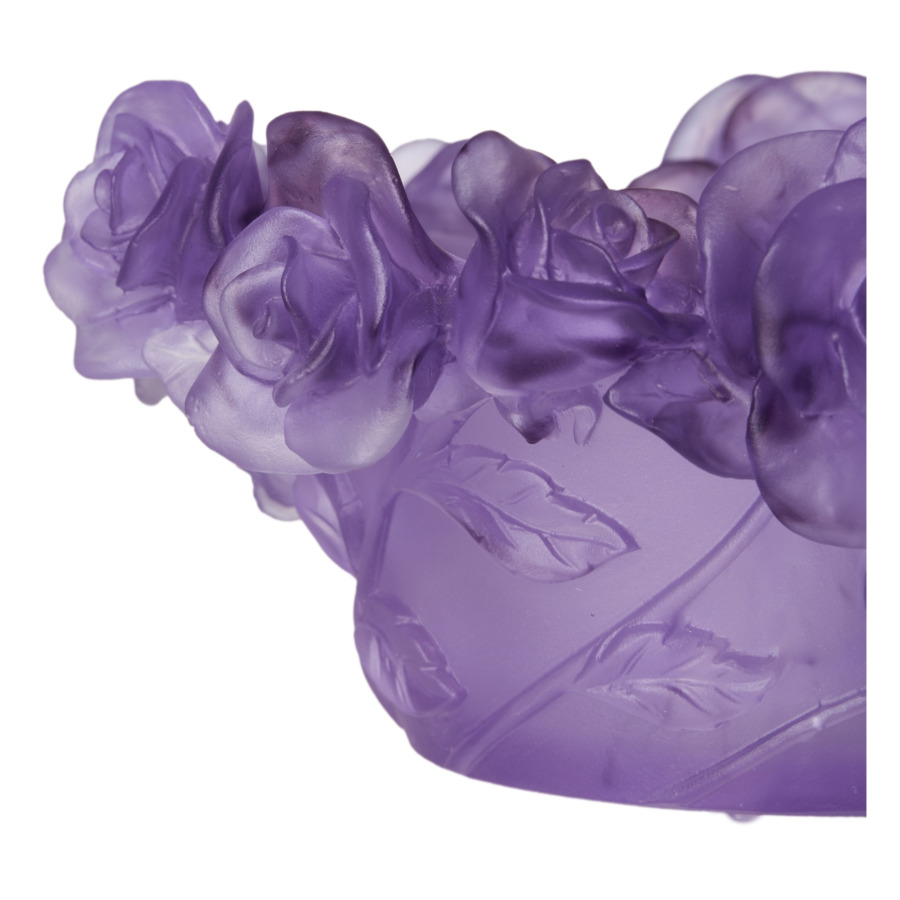 Конфетница с крышкой Decor de table Роза 17 см, хрусталь, фиолетовая