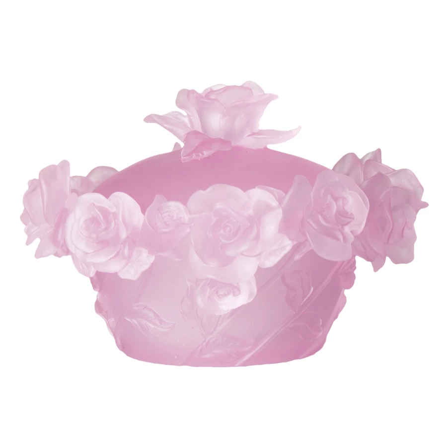 Конфетница с крышкой Decor de Table Pate de Verre Cristal Роза 17 см, хрустальное тесто