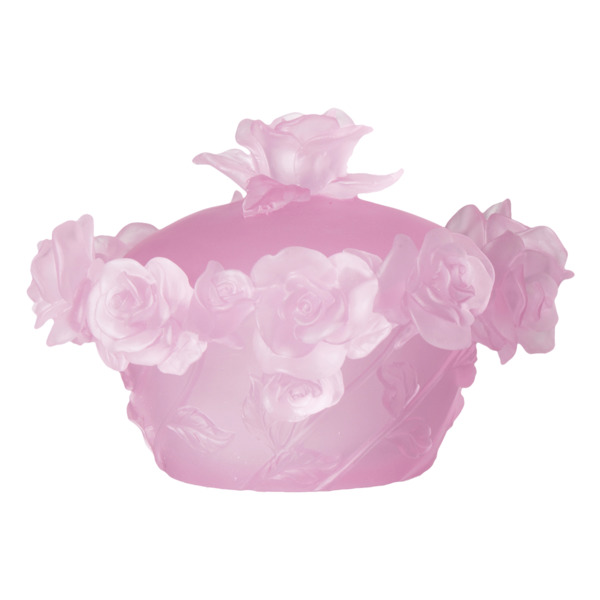 Конфетница с крышкой Decor de table Роза 17 см, хрусталь, розовая