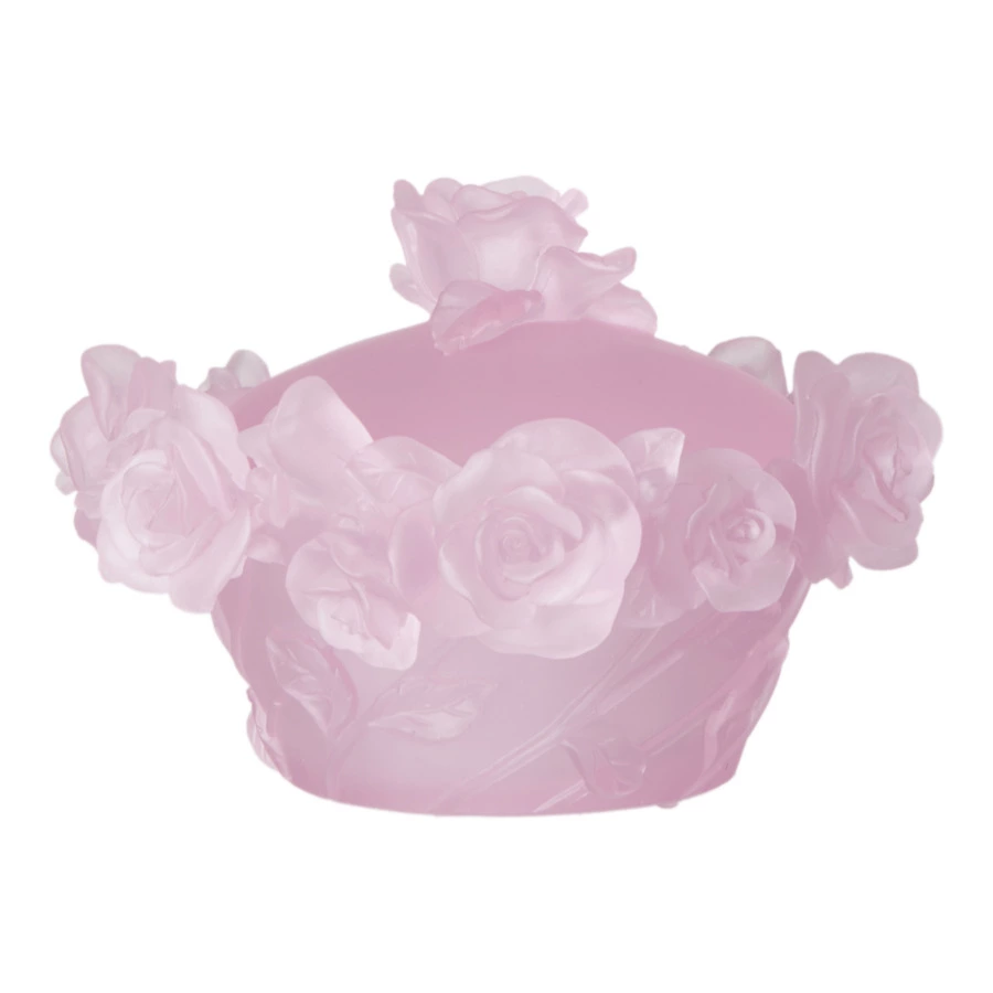 Конфетница с крышкой Decor de Table Pate de Verre Cristal Роза 17 см, хрустальное тесто