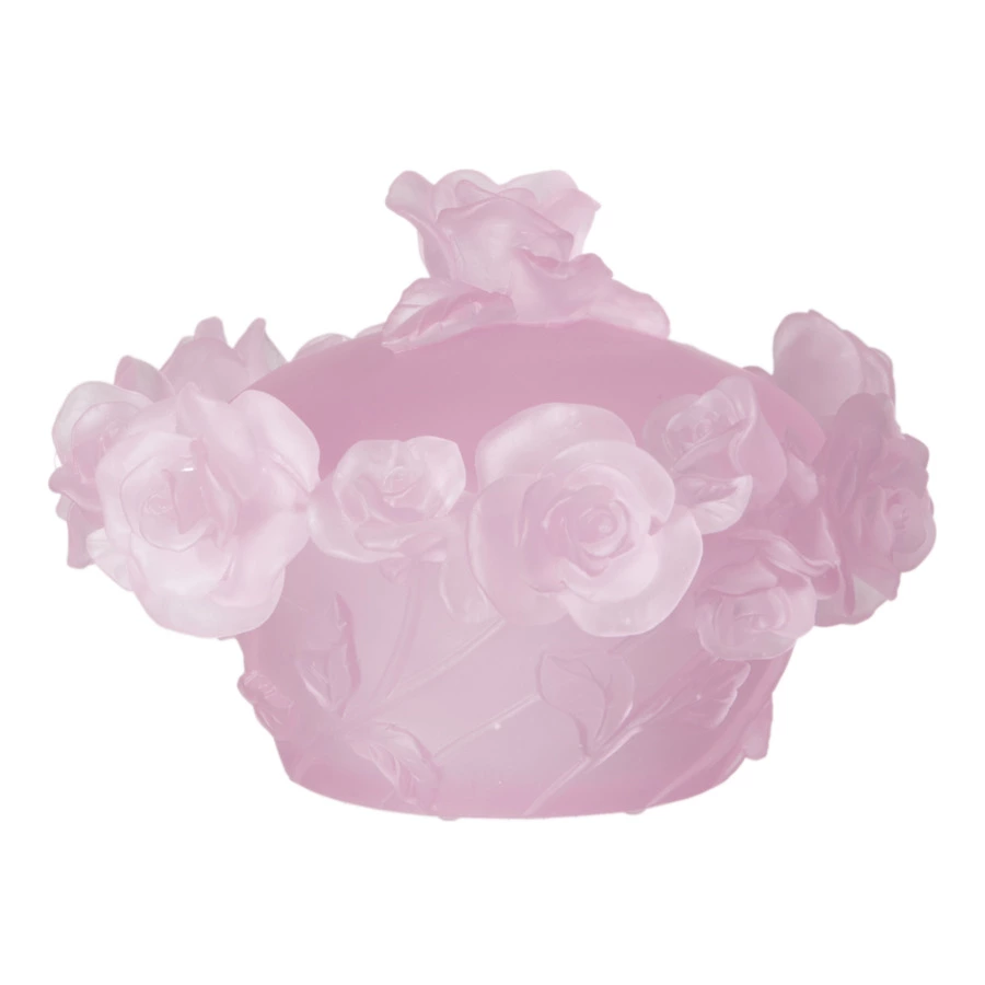 Конфетница с крышкой Decor de Table Pate de Verre Cristal Роза 17 см, хрустальное тесто