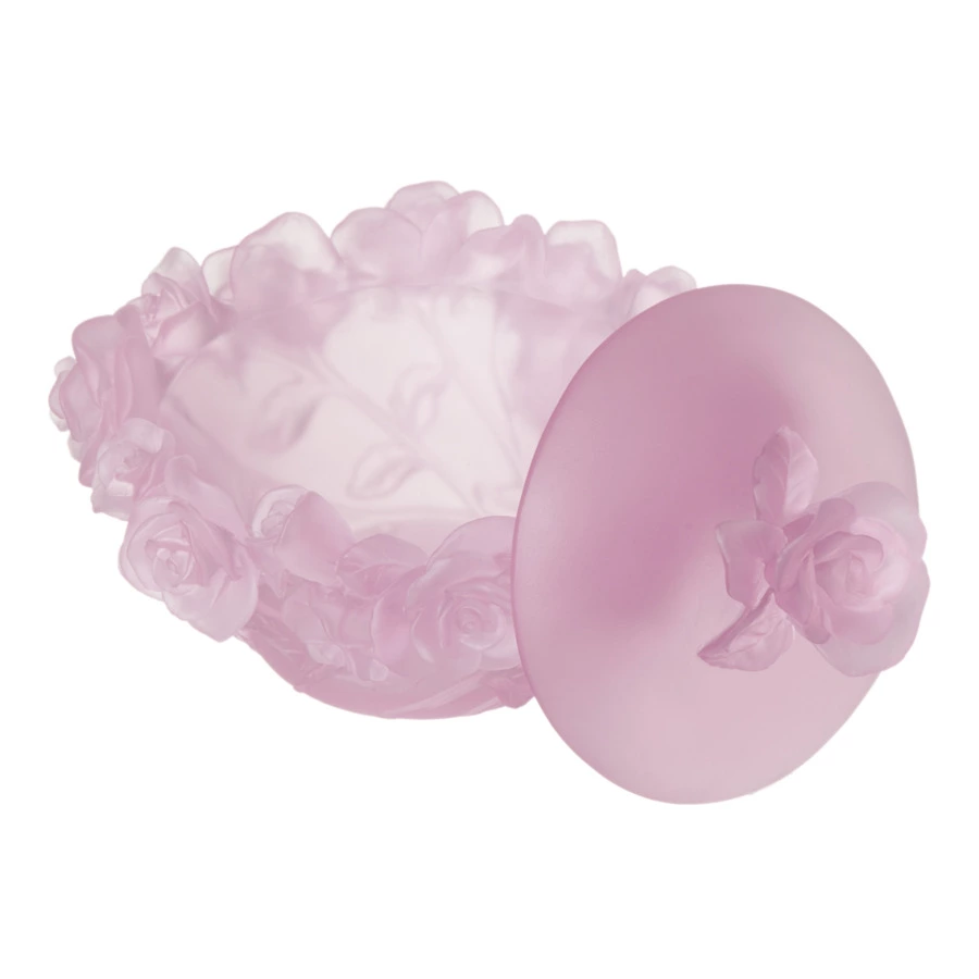 Конфетница с крышкой Decor de Table Pate de Verre Cristal Роза 17 см, хрустальное тесто