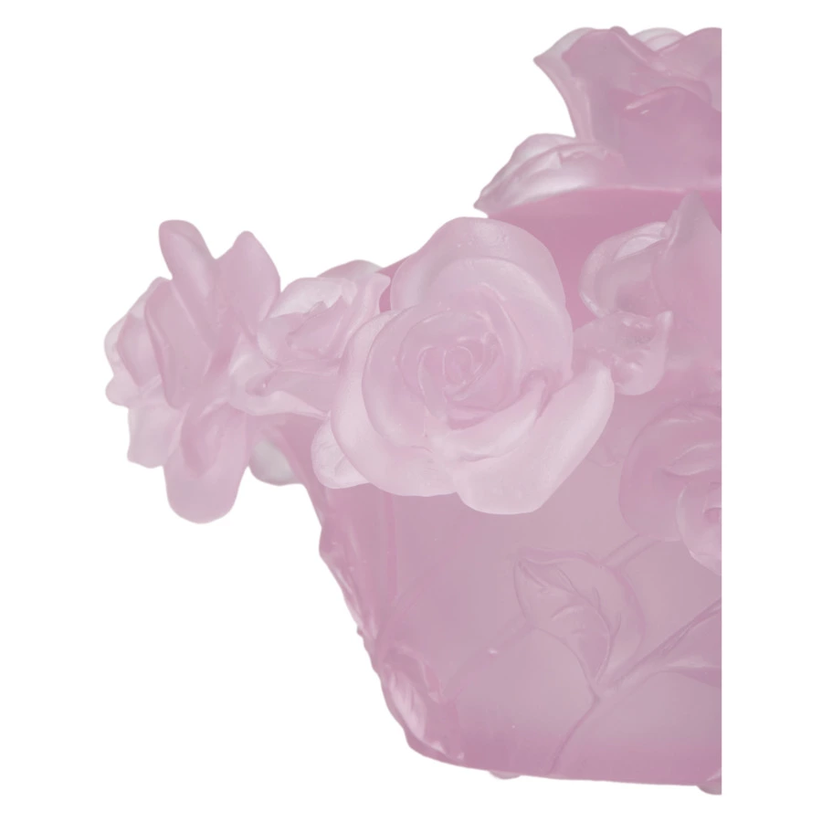 Конфетница с крышкой Decor de Table Pate de Verre Cristal Роза 17 см, хрустальное тесто
