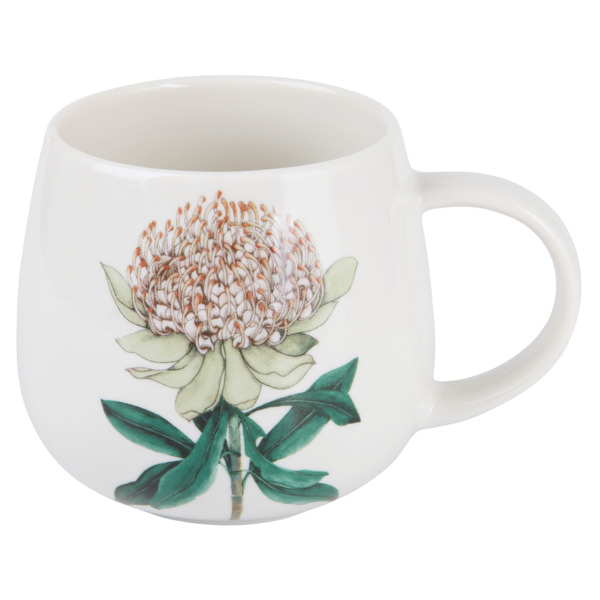 Кружка для чая и кофе Maxwell & Williams Цветы Телопея 400 мл, фарфор твердый, зеленая , п/к