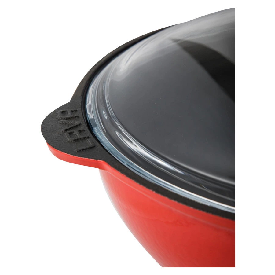 Казан с крышкой LAVA d30 см, 6 л, чугун, стекло, красный