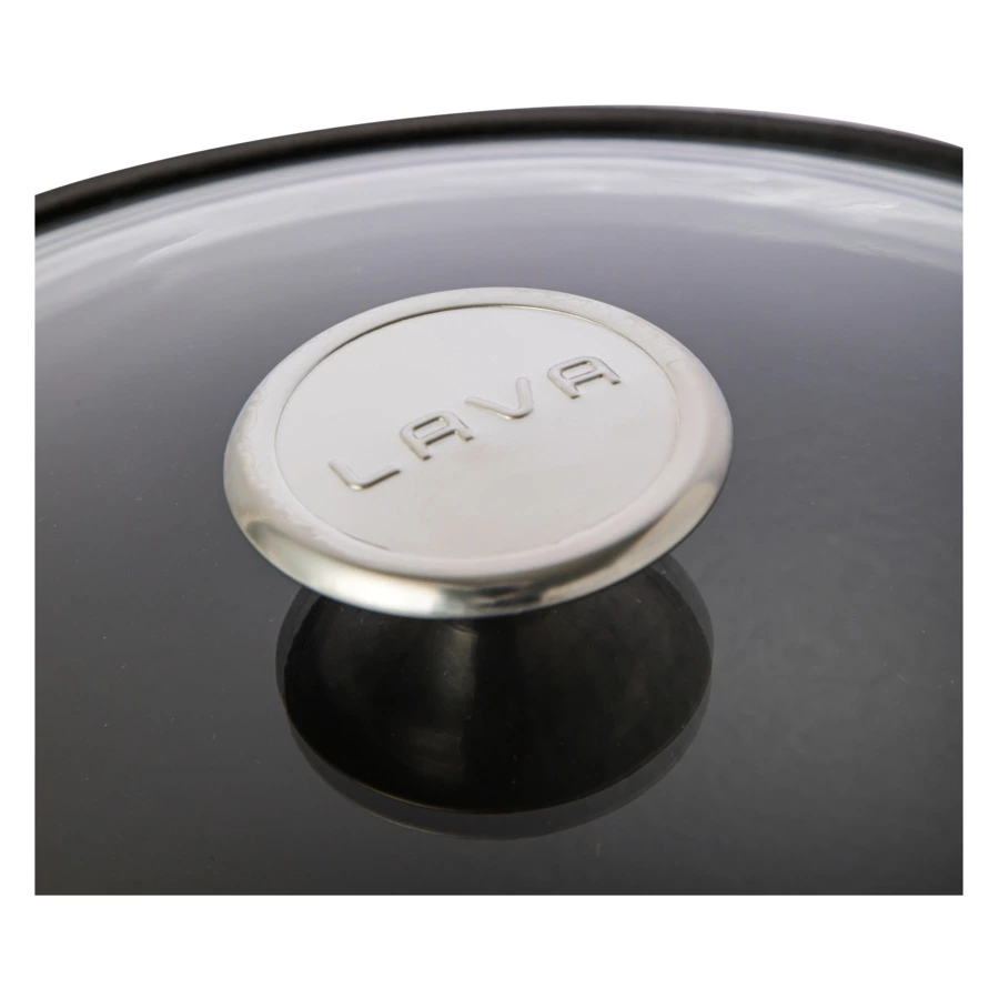 Казан с крышкой LAVA d30 см, 6 л, чугун, стекло, красный