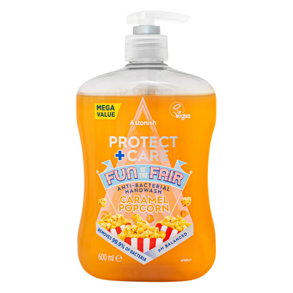 Мыло жидкое антибактериальное с дозатором Astonish Protect&Care Карамель попкорн 600 мл