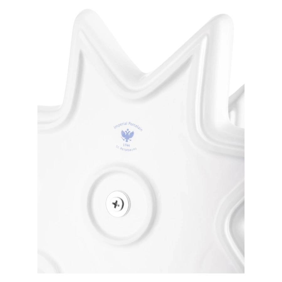 Блюдо двухъярусное ИФЗ Золотая лента Звезда 20,5 см, фарфор твердый, белое, п/к