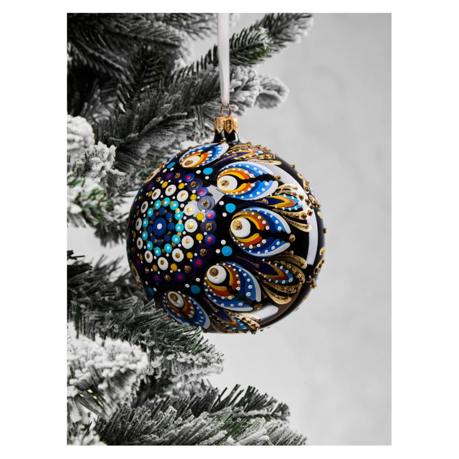 Игрушка елочная шар Bartosh Точки №3 12 см, стекло, п/к-sale