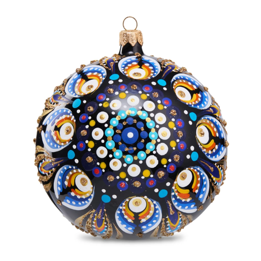 Игрушка елочная шар Bartosh Точки №3 12 см, стекло, п/к-sale