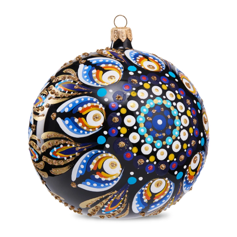Игрушка елочная шар Bartosh Точки №3 12 см, стекло, п/к-sale
