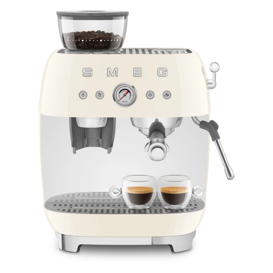 Кофемашина-эспрессо рожковая SMEG EGF03CREU, встроенная кофемолка, кремовый