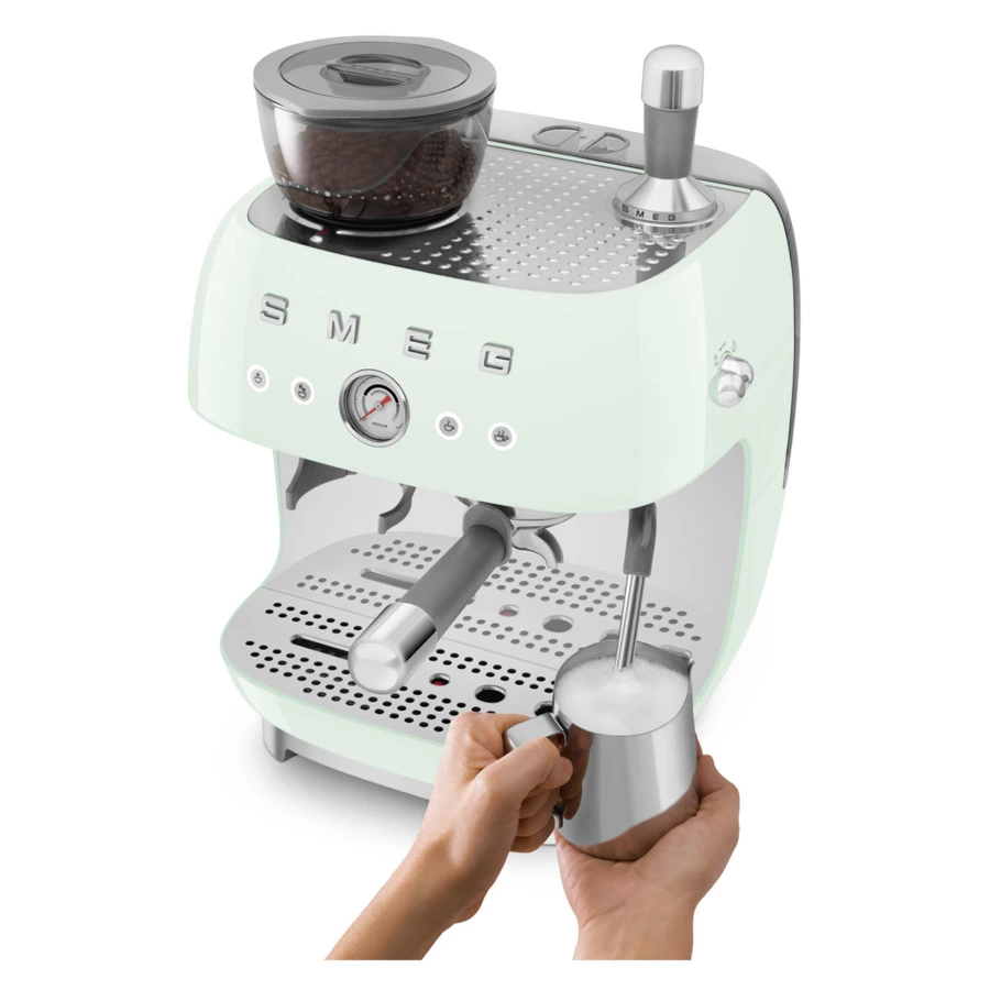Кофемашина-эспрессо рожковая SMEG EGF03PGEU, встроенная кофемолка, пастельный зеленый