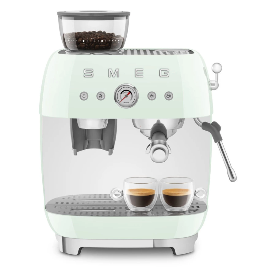 Кофемашина-эспрессо рожковая SMEG EGF03PGEU, встроенная кофемолка, пастельный зеленый