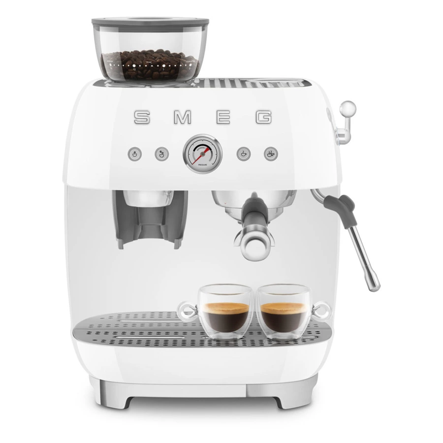 Кофемашина-эспрессо рожковая SMEG EGF03WHEU, встроенная кофемолка, белый