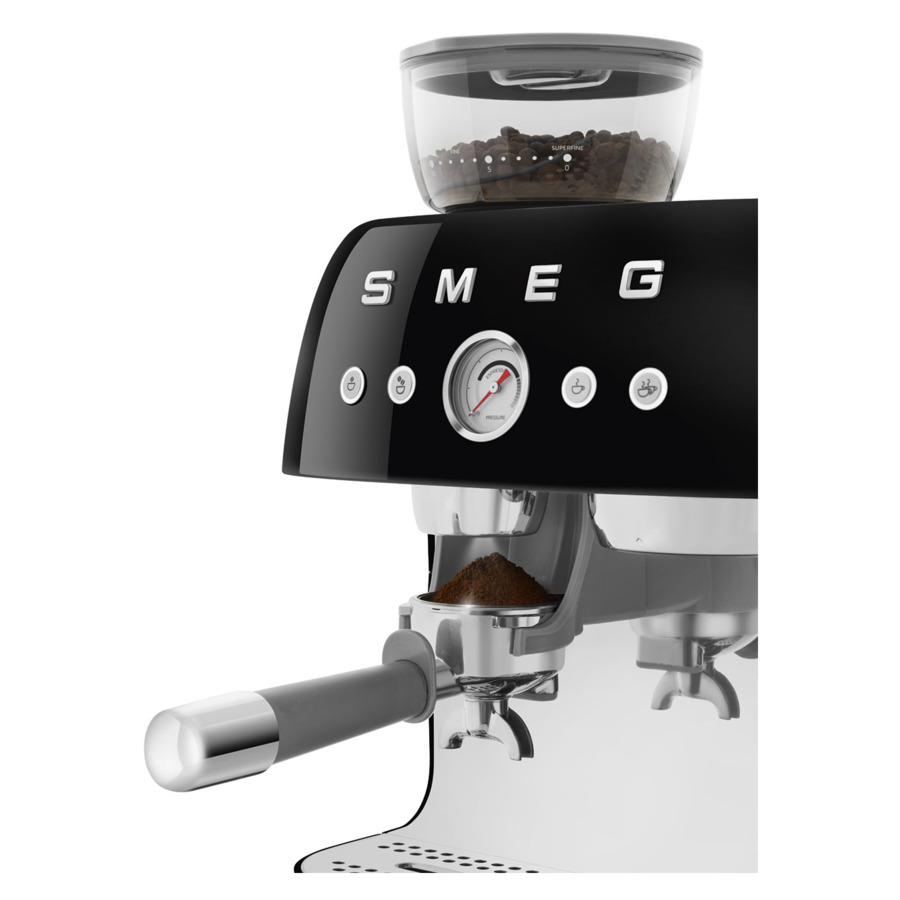 Кофемашина-эспрессо со встроенной кофемолкой SMEG EGF03BLEU, сталь нержавеющая, черная