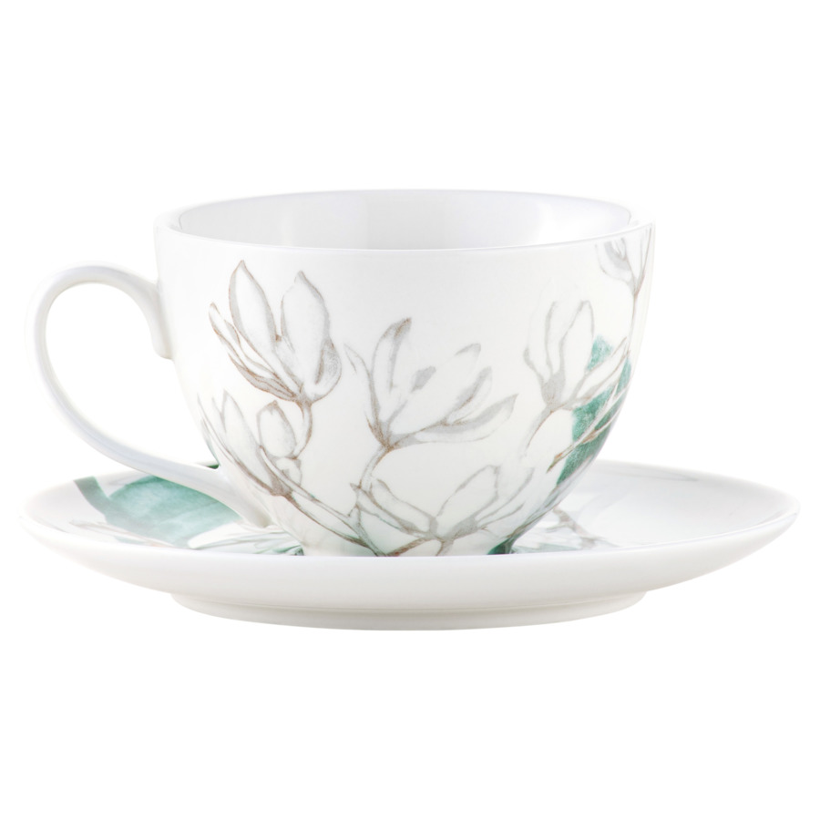 Чашка чайная с блюдцем Maxwell & Williams Орхидея белая 240 мл, фарфор твердый, белая, п/к