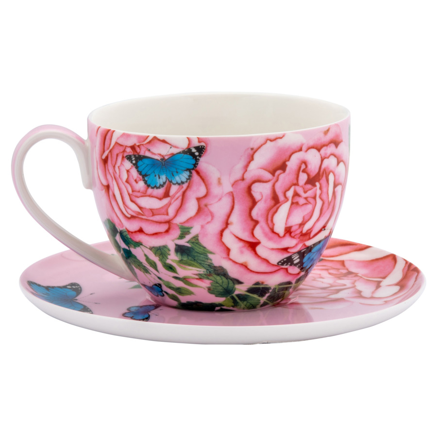 Чашка чайная с блюдцем Maxwell & Williams Розы 400 мл, фарфор твердый, п/к