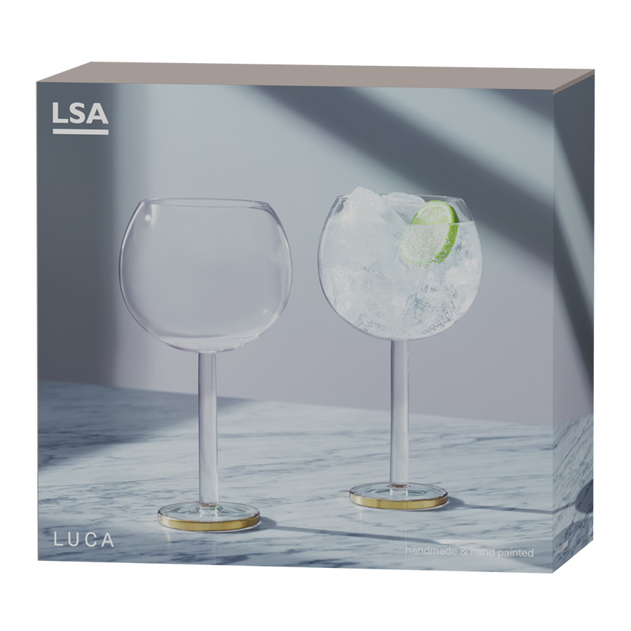 Набор бокалов для вина LSA International Luca 560 мл, 2 шт, стекло, золотой