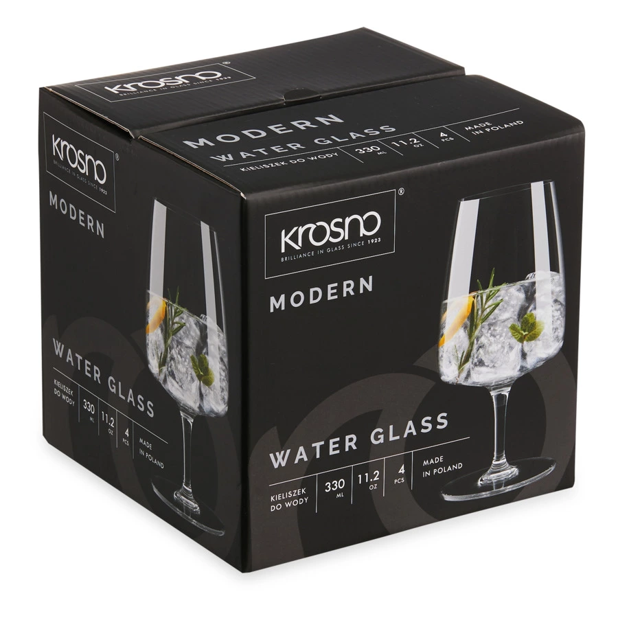 Набор бокалов для воды Krosno Модерн 330 мл, 4 шт, стекло, п/к