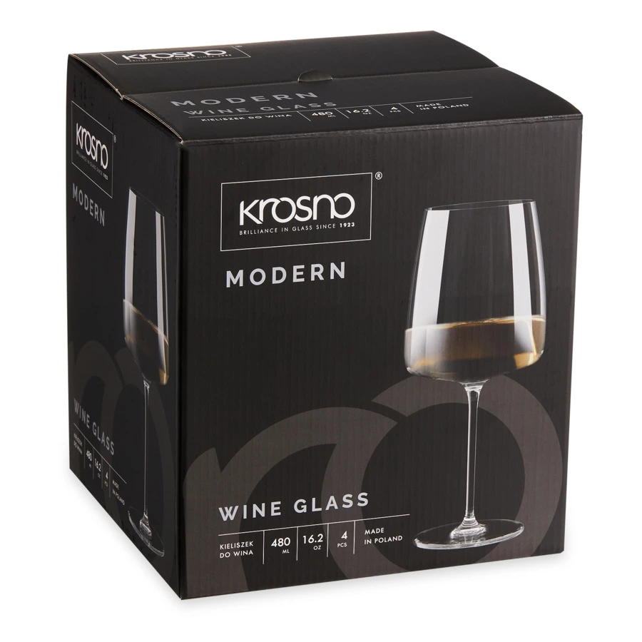 Набор бокалов для белого вина Krosno Модерн 480 мл, 4 шт, стекло, п/к