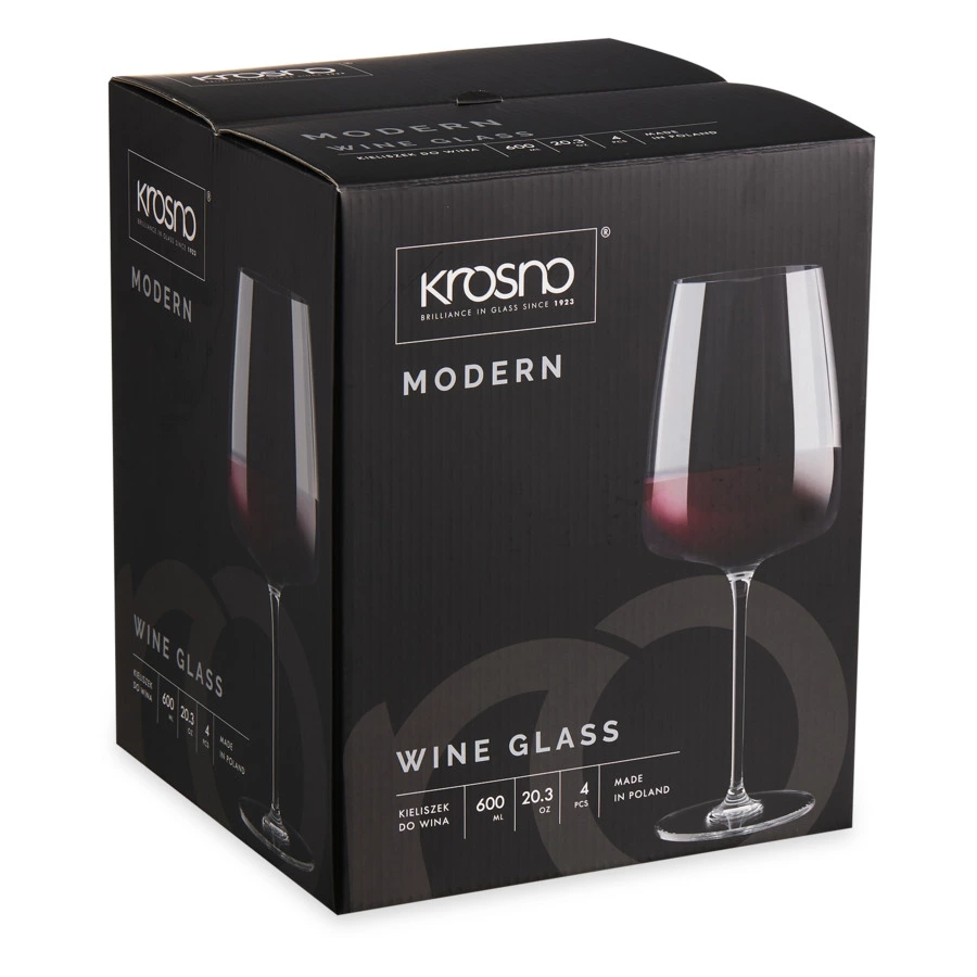 Набор бокалов для красного вина Krosno Модерн 600 мл, 4 шт, стекло, п/к