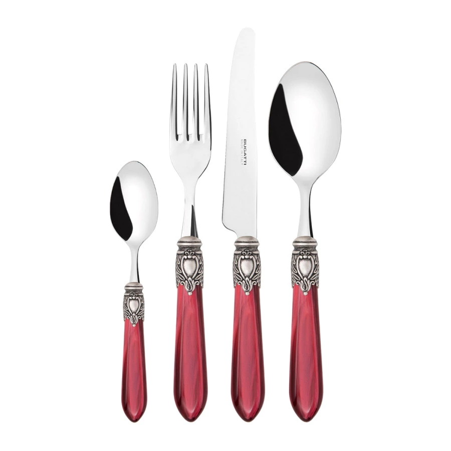 Набор столовых приборов Bugatti Oxford на 6 персон 24 предмета, сталь нержавеющая, бордовый, п/к