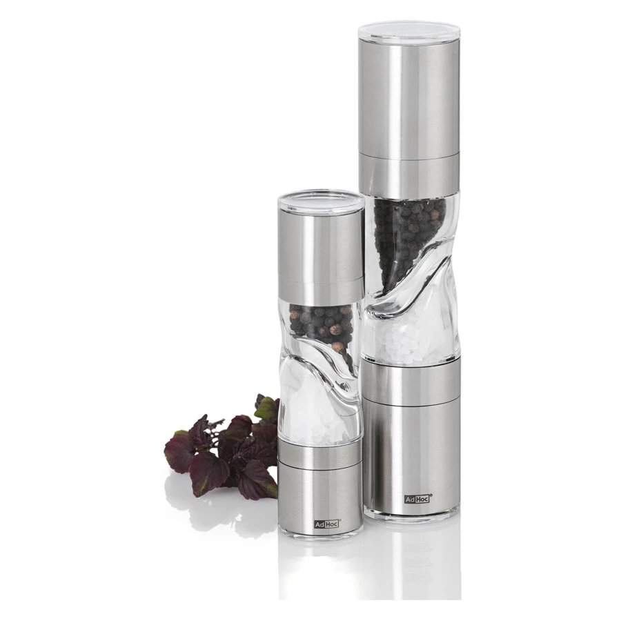 Мельница для соли и перца механическая AdHoc Duomill Pure Mini 15х3,8 см, сталь нержавеющая, п/к