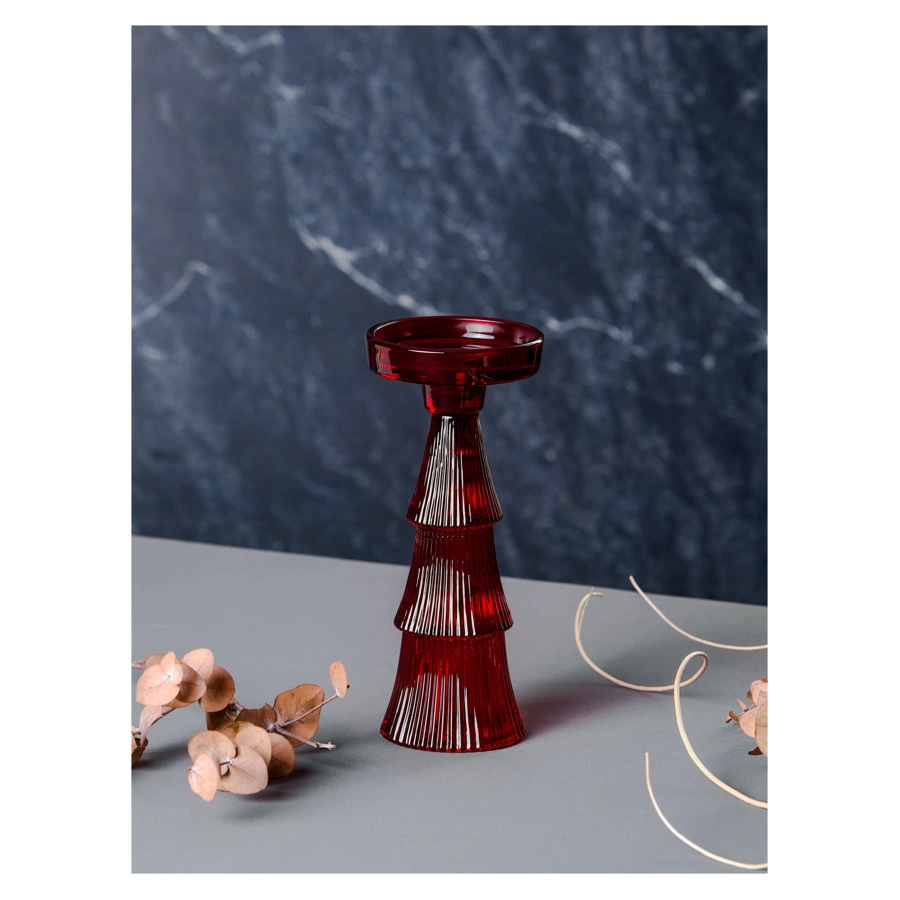 Подсвечник Decor de table Ноэль 22см, 2в1, стекло, красный