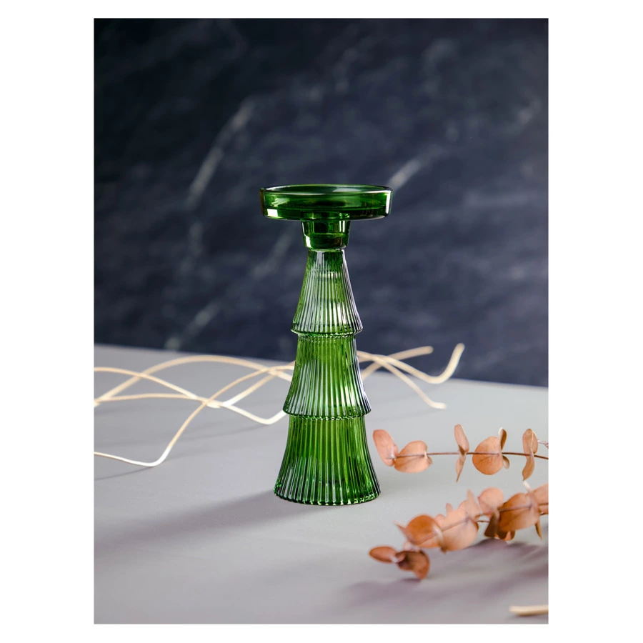 Подсвечник Decor de table Ноэль 22 см, 2в1, стекло, зеленый