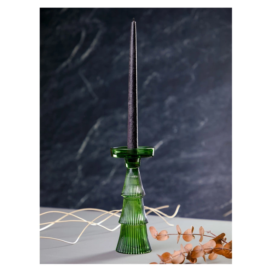 Подсвечник Decor de table Ноэль 22 см, 2в1, стекло, зеленый