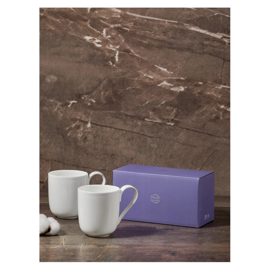 Набор кружек Decor de table Плиссе 350 мл, 2 шт, фарфор костяной, п/к