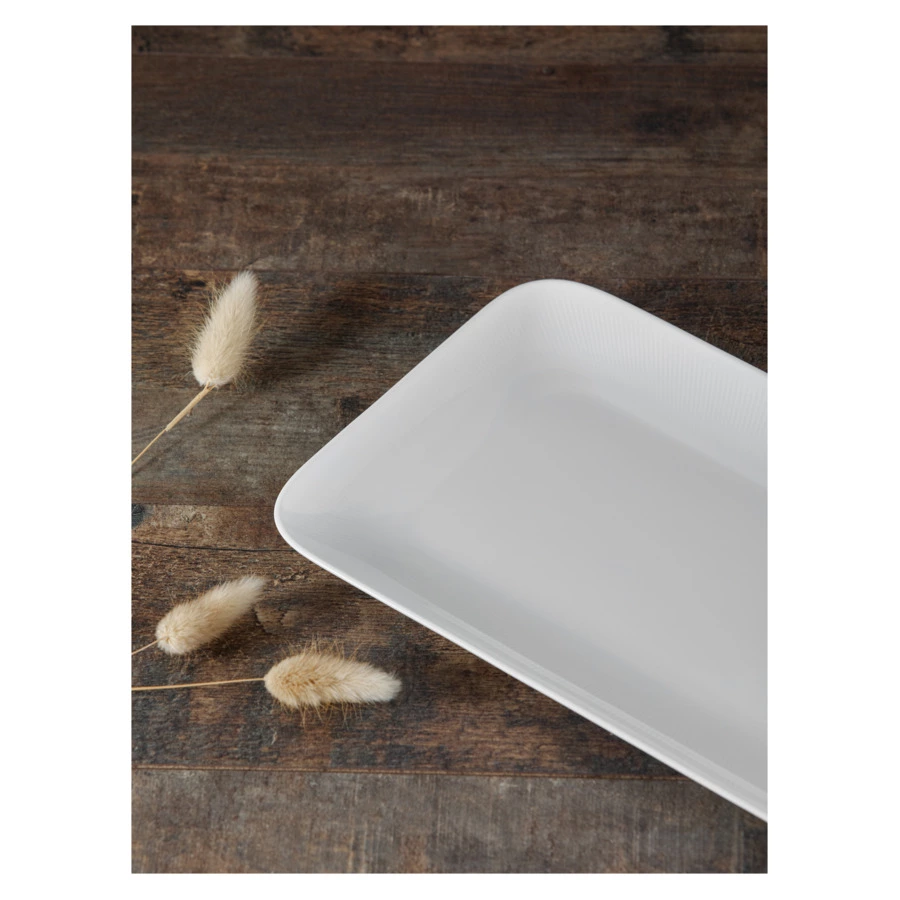 Блюдо прямоугольное Decor de table Плиссе 30,8х18,5 см, фарфор костяной, п/к