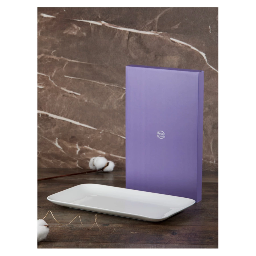 Блюдо прямоугольное Decor de table Плиссе 30,8х18,5 см, фарфор костяной, п/к