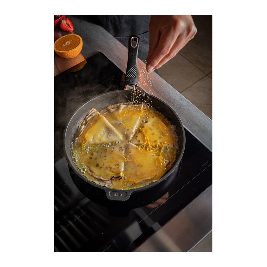 Сковорода индукционная высокая со съемной ручкой Gastrolux 24х7 см, алюминий литой, черная