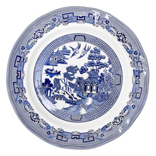 Тарелка обеденная Grace by Tudor Blue Willow 27,3 см, фаянс, белая