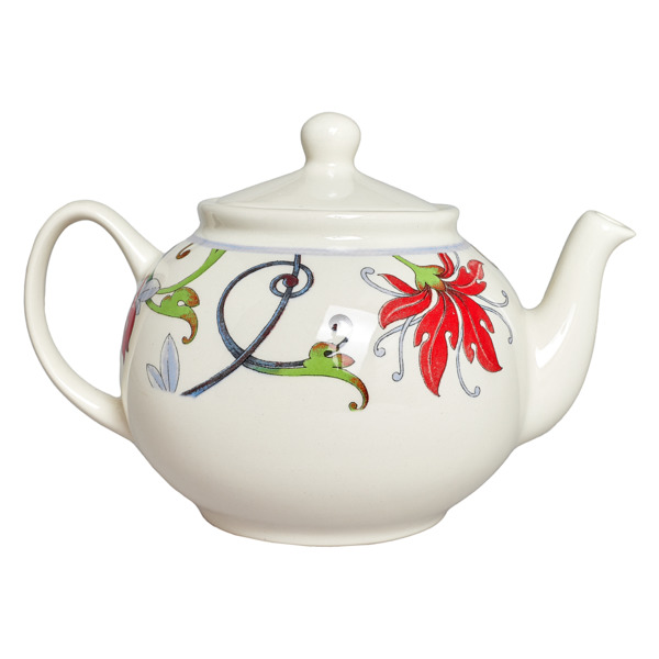Чайник заварочный Grace by Tudor Botanical Spiral 1,15 л, фаянс, белый