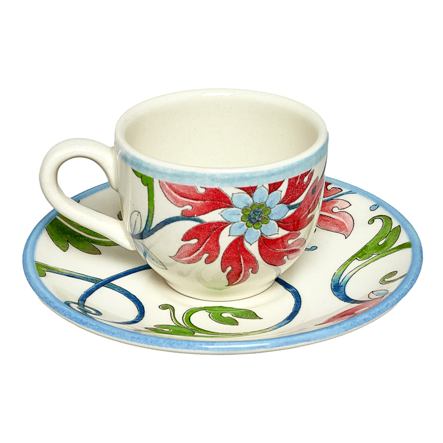 Чашка для эспрессо с блюдцем Grace by Tudor Botanical Spiral 90 мл, фаянс, белая
