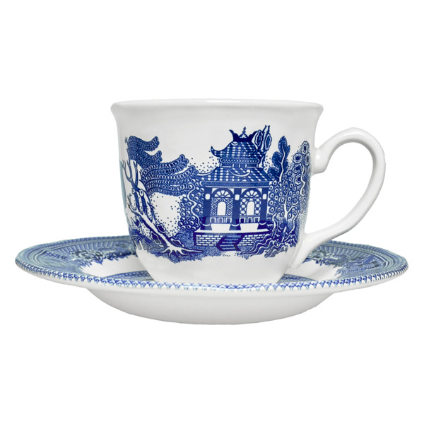 Чашка чайная с блюдцем Grace by Tudor Blue Willow 200 мл, фаянс, белая