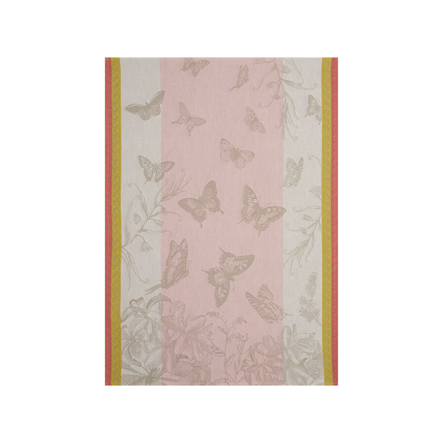 Полотенце кухонное Le Jacquard Francais Jardin Des Papillons 60х80 см, хлопок, розовое