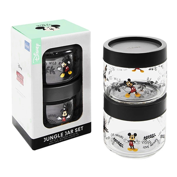 Набор банок для хранения LUCARIS Disney JUNGLE 325 мл, 2 шт, стекло, черный, п/к