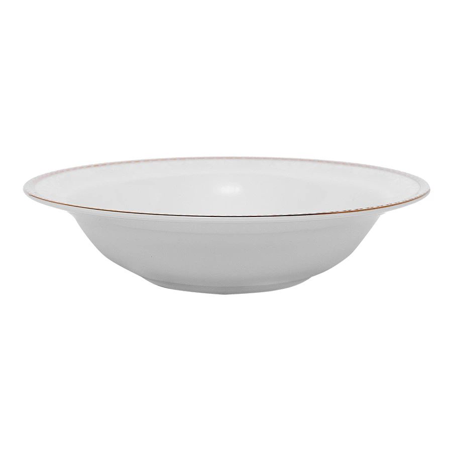 Салатник большой ZARIN Riva Gold 25 см, фарфор твердый, белый