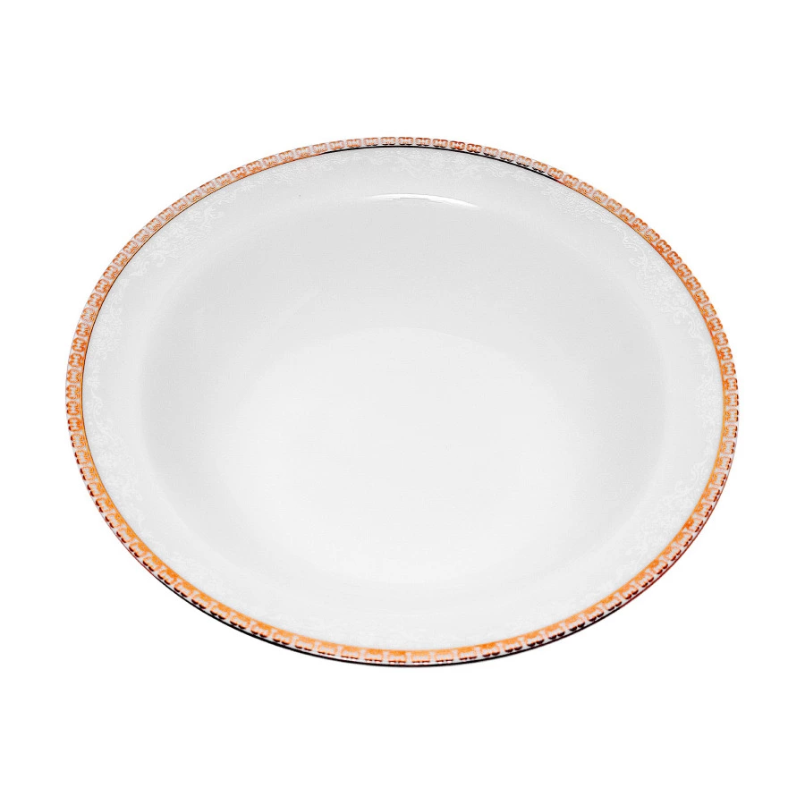 Салатник большой ZARIN Riva Gold 25 см, фарфор твердый, белый